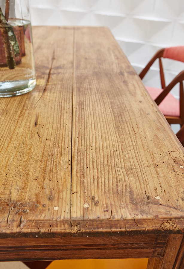 Mesa comedor rústica de madera de castaño.Mueble vintage La Victoriana